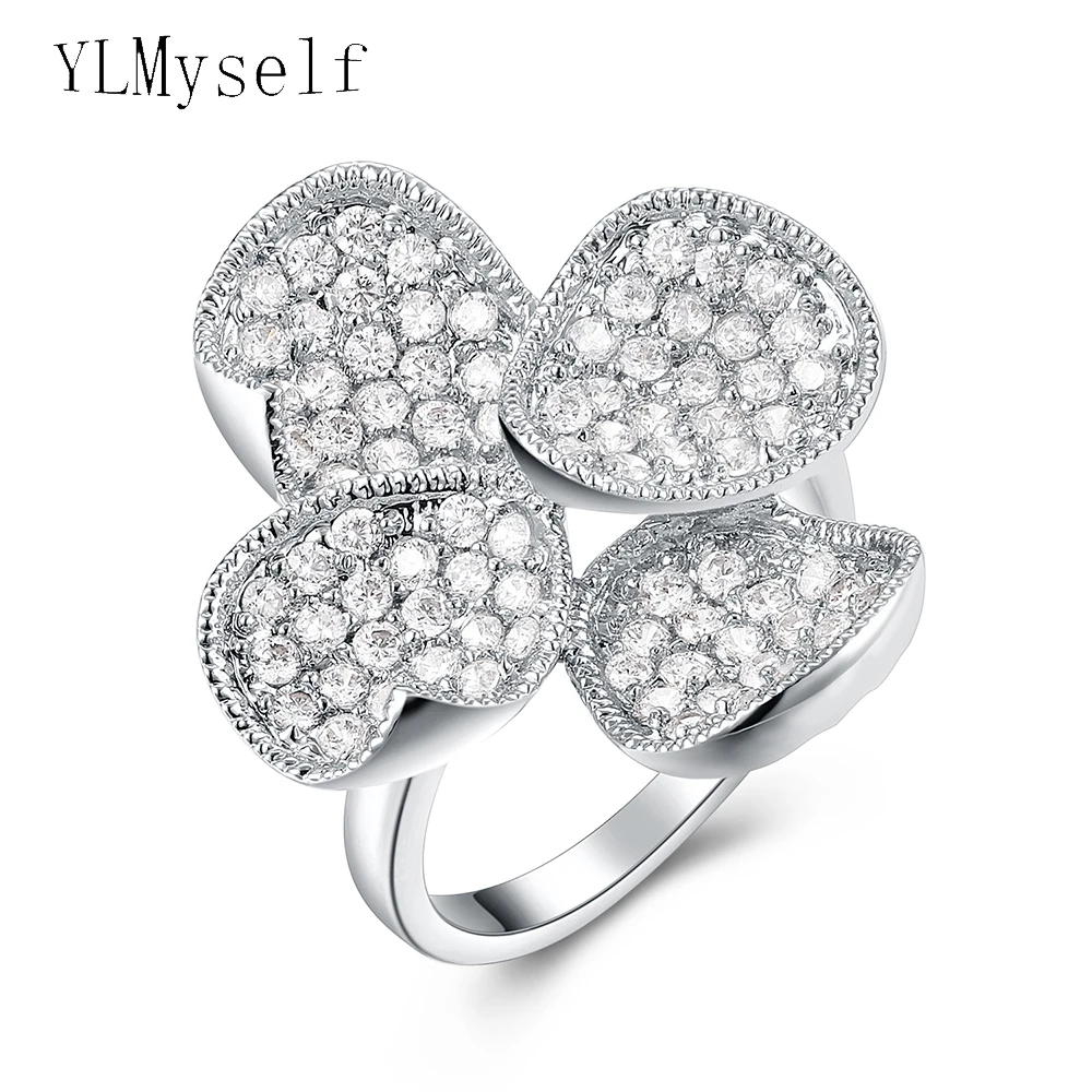 Wedding rings 3 carat crystal unique designer jewelry Gold/ White color Classic ring for woman Bridal accessories gift