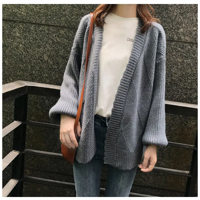 Apperloth Women Cardigans 2018 Autumn Winter Sweater Cardigan Solid Color Long Sleeve One Size Knitted Jacket Coat Loose Outwear Sweaters