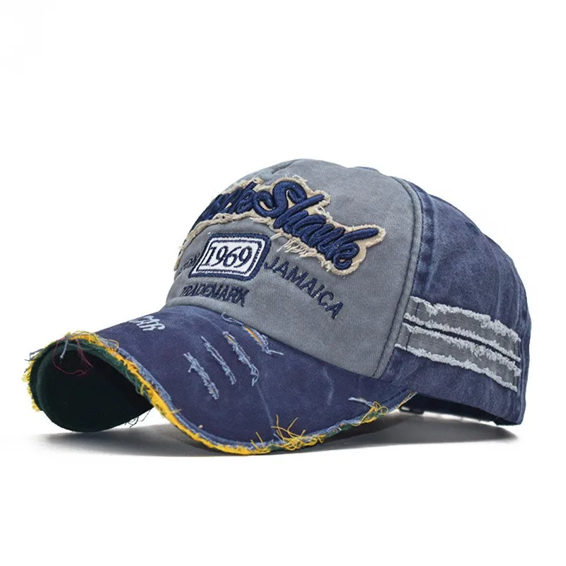 

Fashionable men and women make worn and torn baseball caps 1969 grinding sunshade caps wholesale couple hats