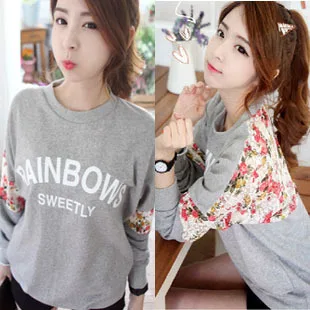Envío gratis 2014 otoño encaje flojo ocasional sudadera de