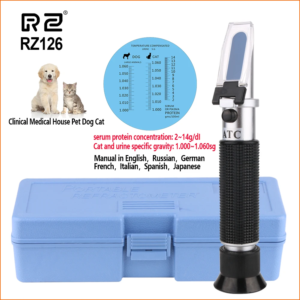 

RZ Handheld Portable Refractometer Urine Specific Gravity Meter Veterinary Pet Serum Plasma Protein Hemoglobin Refractometer