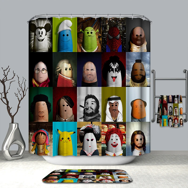 

American Style Polyester 3D Shower Curtain Cartoon World Great Man Jobs Comics Pattern Thicken Waterproof Bath Curtain 180*180cm