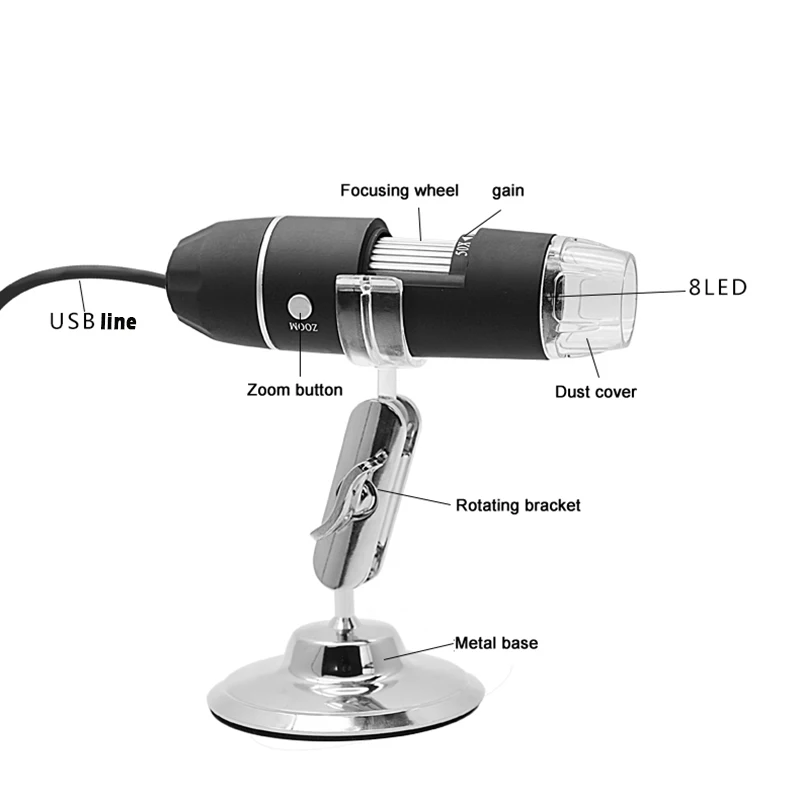 Цифровой микроскоп Spetu электронный 2MP 1000X 8 светодиодов 3в1 USB Android эндоскоп камера Microscopio Тип C бороскоп зум Камера