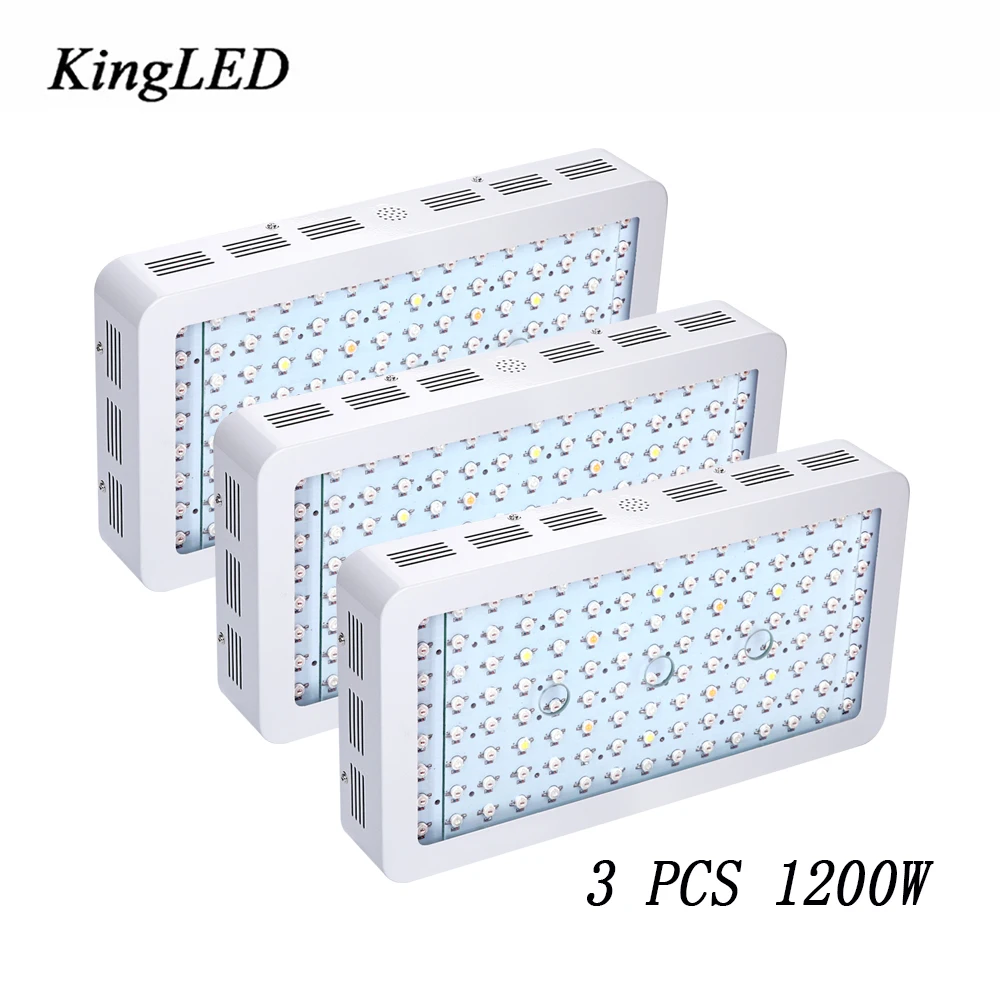 3 шт./лот King plus 1200 Вт двойные светодио дный чипы LED Grow Light полный спектр 410 730nm для