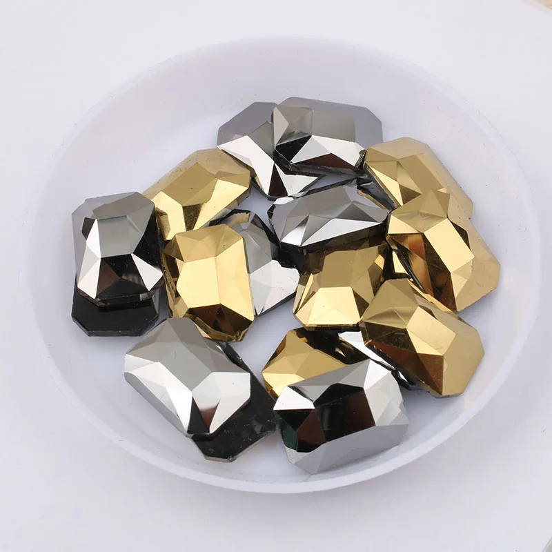 Новый стиль 10x14 мм большие длинные Восьмиугольные Стразы для ногтей красочные