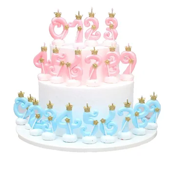 

High-grade Crown Birthday Digital Candles Baby Shower Happy Birthday Cake Topper Unicorn Party Sesame Street Birthday Cake Decor