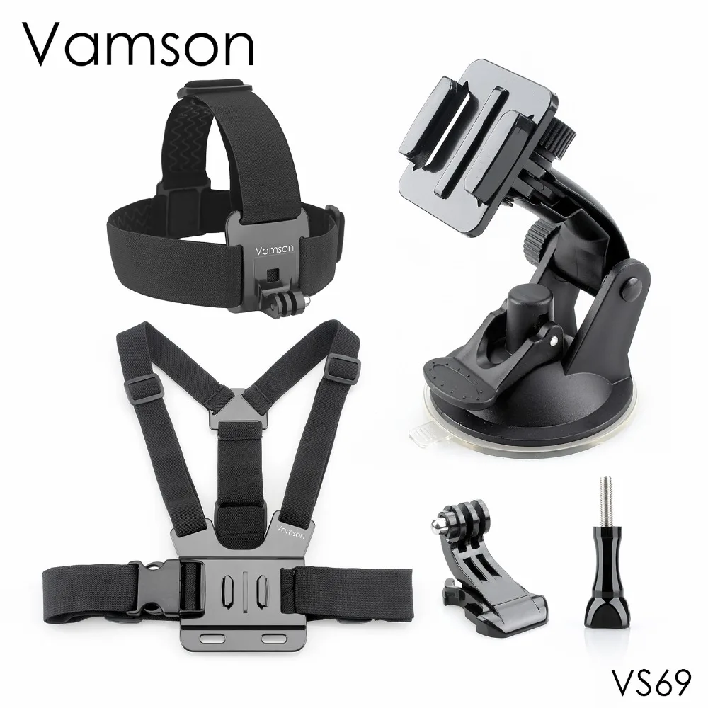 Kopen Vamson voor Xiaomi voor Yi 4 K Accessoires Hoofd Strap Borstband Zuignap Voor Gopro Hero 5 4 3 + 4 sessie voor EKEN H9R VS69
