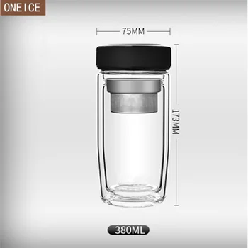 

Creative Curve Cortex Glass Double Layer Vacuum Laboratory Flask 380ml Tea Cup with Stainless Steel Tea Filter Winter Sports