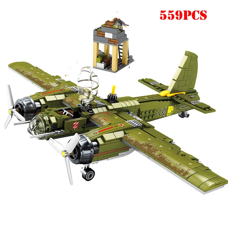 Preise WW2 Military Bomber Bausteine Armee Soldat Figuren Kompatibel Legoed Stadt Hubschrauber Tank Waffe Ziegel Kinder Spielzeug Geschenke