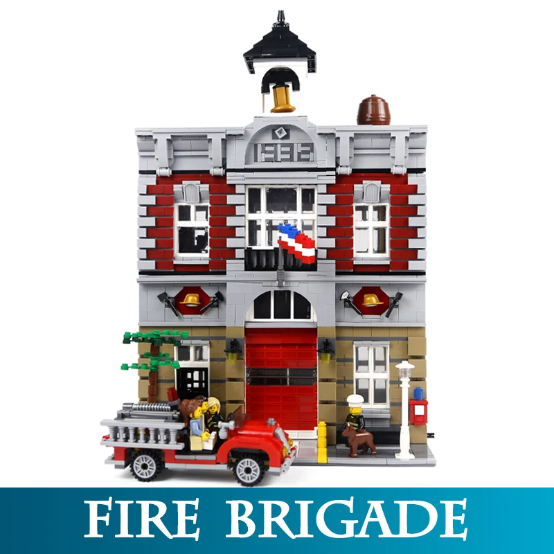 

Finger Rock 15004 2313pcs City Street Fire Brigade Model Building Blocks Kits Compatible LEGOLINGLYS 10197 Block Toys For Kids