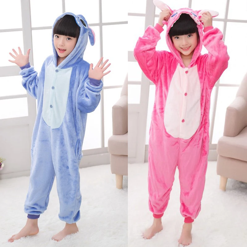 Kigurumi фланелевые детские пижамы цельные для маленьких девочек зимние вязаные с
