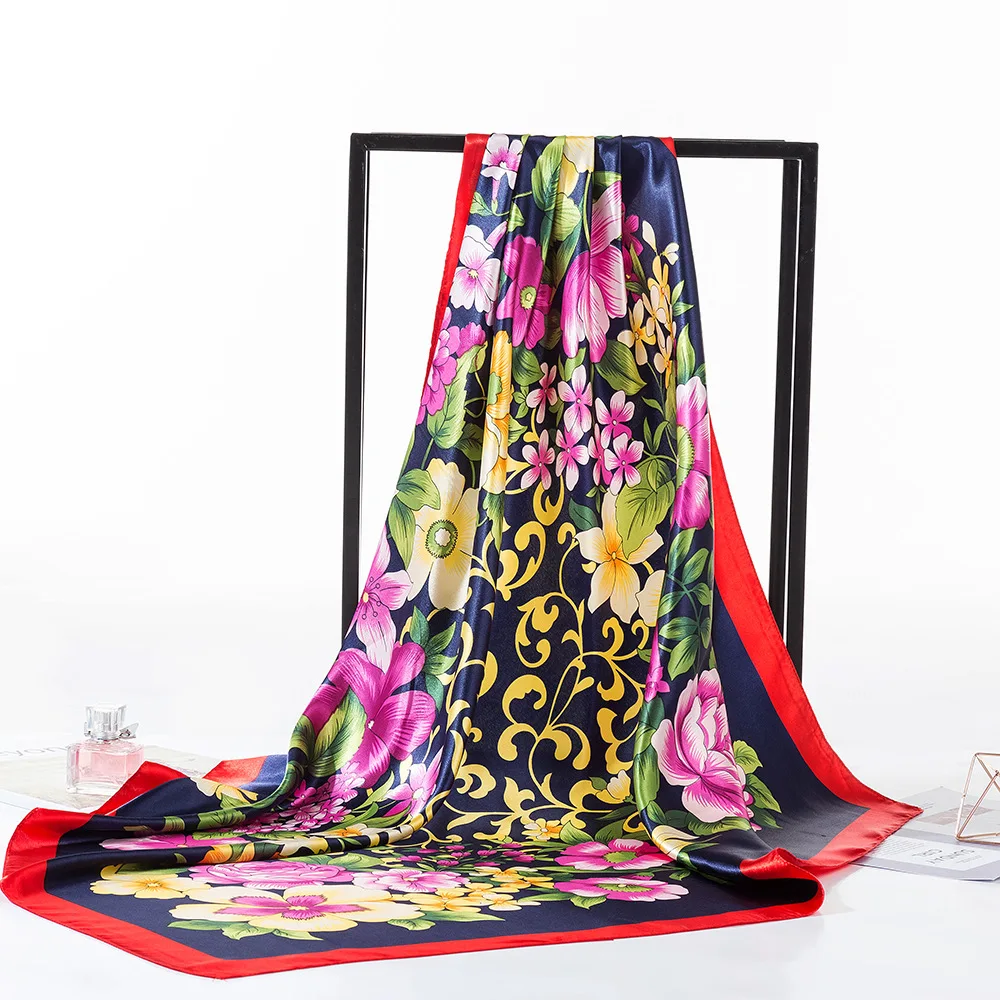 

Square Scarves for Women Chic Cat Design Ponchos and Capes Multi-functional Decoratiion Shawl Silk-like Hijab head scarf