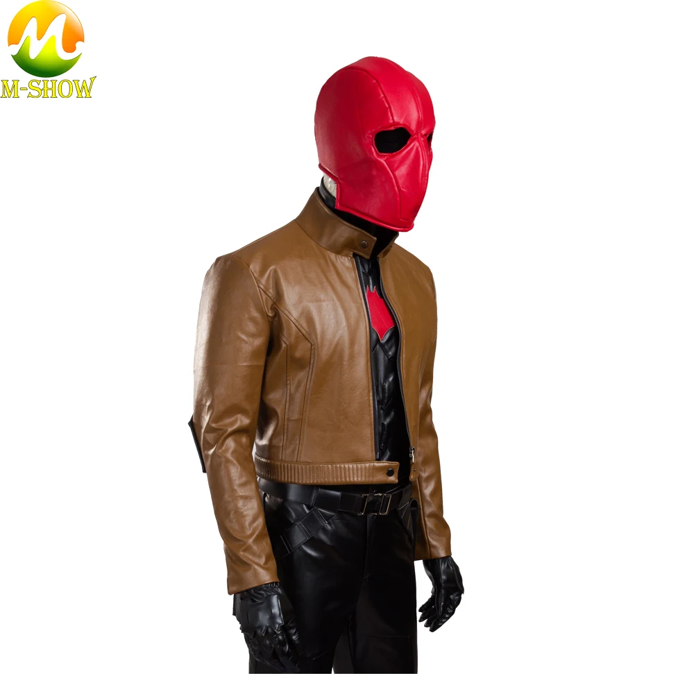 Бэтмен красный капюшон Косплей Костюм Джейсон Тодд Хэллоуин косплей кожаная куртка пальто брюки индивидуальный заказ