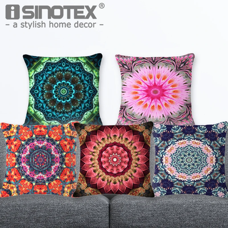 Bohemian Style Flower Mandala Cushion Cover Pillow Case Linen Cotton