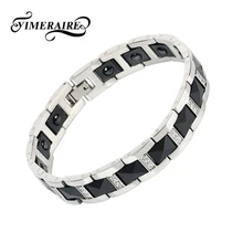 Черный керамический Серебряный браслет из нержавеющей стали для здоровья Магнитный гематит наручные часы, окрашенные кристаллами для мужчин и женщин модные ювелирные изделия подарки