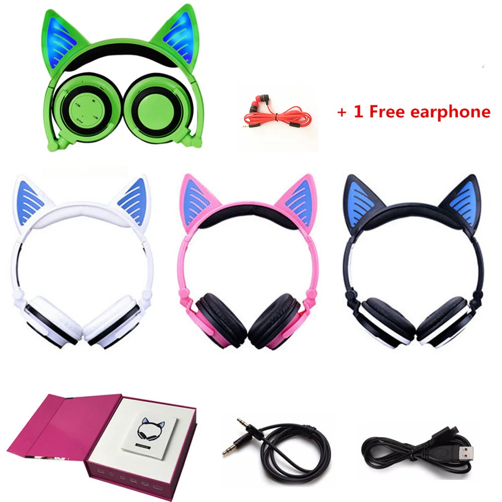 

YiJee Wireless Bluetooth V4.2 Headset Cat Headphone Glowing Cat Ear Earphone with Mic for PC Computer and Mobile Phone