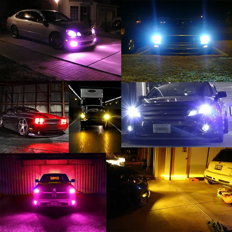 Pair H7 RGB LED Headlight H1 APP Bluetooth-Compatible Control H3 H4 H8 H11 Multi Colors LED Bulbs 9005 9006 For Camry Ford BMW