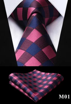 

Men's Silk Woven Check Paisley Neck Tie Pocket Square Set Classic Business Ties TM01 Party Wedding