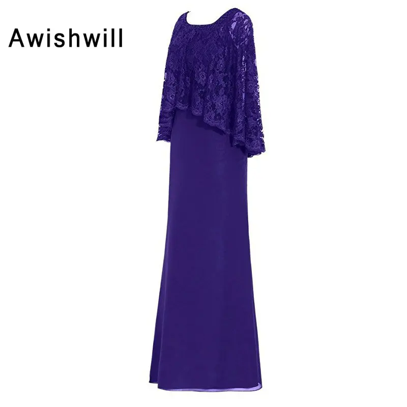 Aangepaste Bruiloft Jurk voor Vrouwen Met Kant Cape Chiffon Lange Formele Avondjurken Elegante Moeder van De Bruid Jurken Aangepaste Bruiloft Jurk voor Vrouwen Met Kant Cape Chiffon Lange Formele Avondjurken Elegante Moeder van De Bruid Jurken