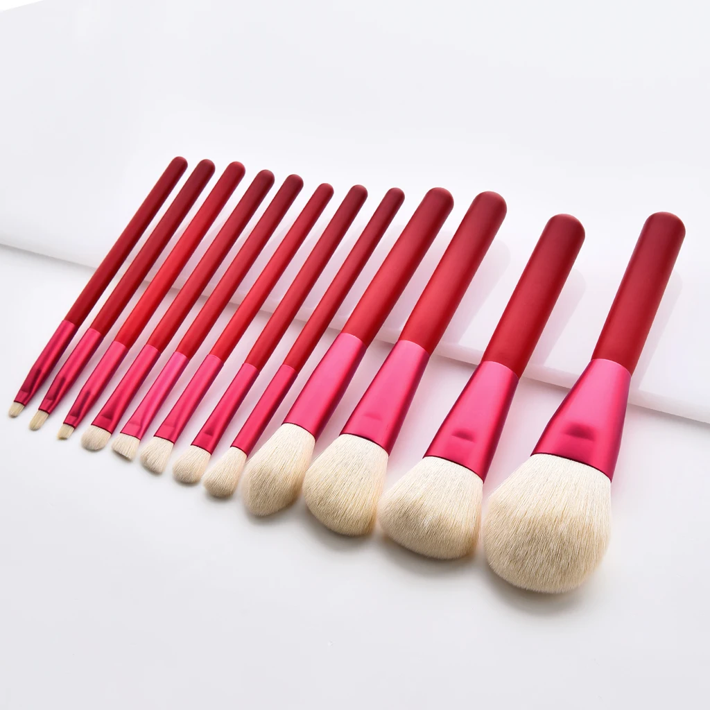 

12pcs Professional Makeup Brushes Set with Foundation Loose Powder Mineral Eye Face Blusher Brushes with Rolled Bag