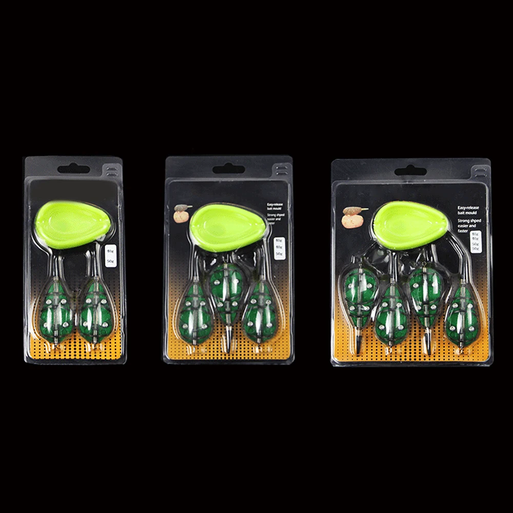 

Fishing Feeder Quick Release Mould set Carp Terminal Tackle 4 Feeders and 2 Method Moulds 40g 50g