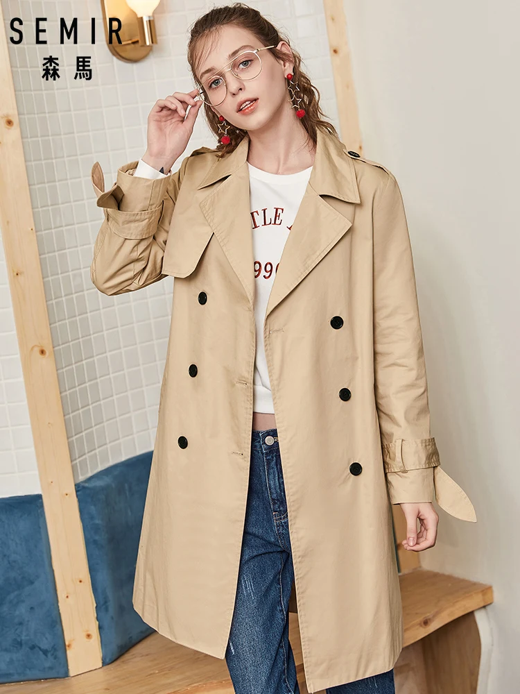 SEMIR Women Double Breasted Trenchcoat Women's Classic Trench Coat with a Collar Abrigo Mujer