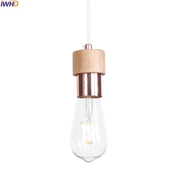 

IWHD Wooden Nordic Pendant Lights LED Iron Simple Hanglamp Retro Loft Hanging Lamp Fixtures For Home Lighting Luminaire Suspendu