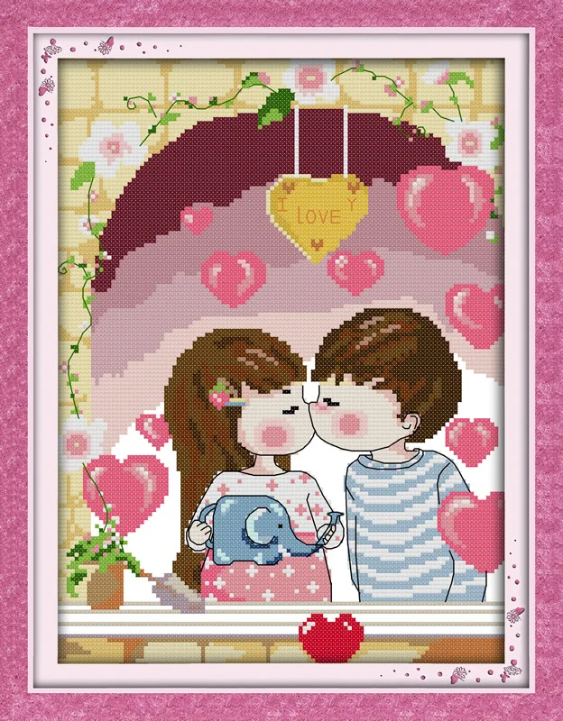 

Sweet Love story Printed Canvas DMC Counted Cross Stitch Kits printed Cross-stitch set Embroidery Needlework