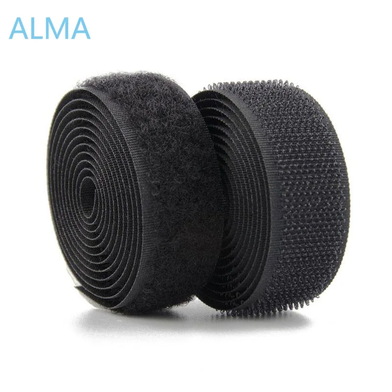 Magic Sticker Nylon Hook and loop Adhesive tape 1 Yard Black white