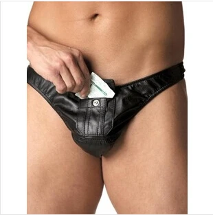 Мужские стринги из искусственной кожи с карманом для карт|sexy fashion men|sexy mensexy mens |