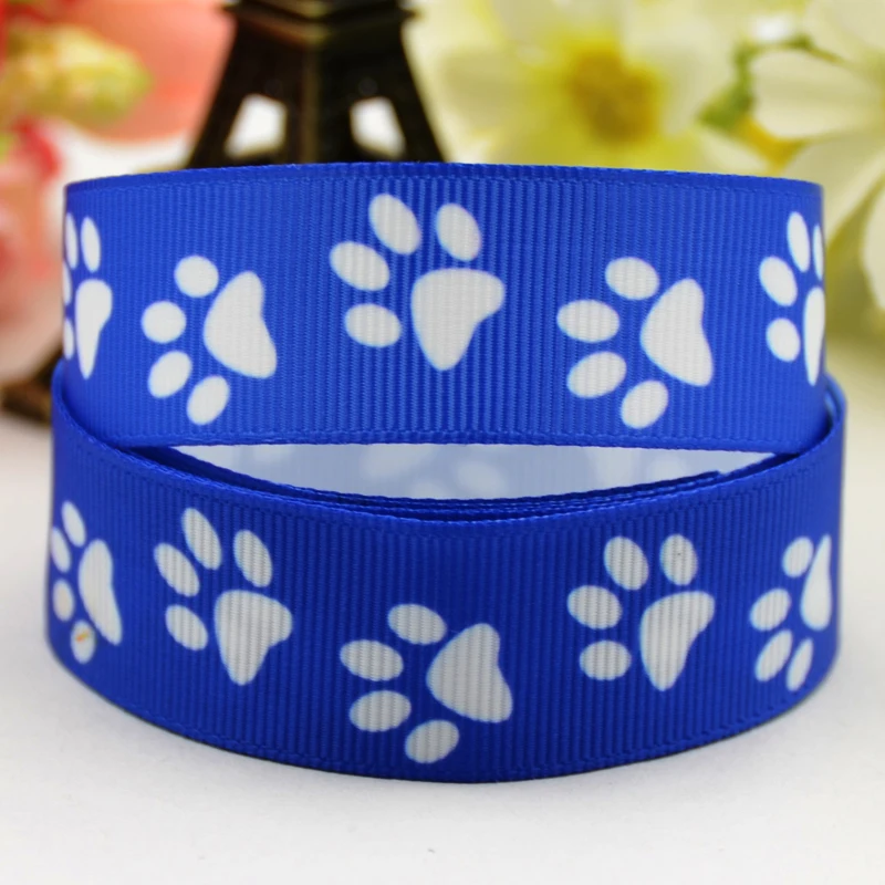 

7/8'' 22mm,1" 25mm,1-1/2" 38mm,3" 75mm Dog paw Cartoon Character printed Grosgrain Ribbon party decoration X-01187 10 Yards