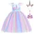 Единорог-модное платье для девочек платья принцесс для девочек; Косплэй наряжаться в костюм детский маленький Единорог вечерние платье-пачка бальное платье для детей, одежда с цветочным принтом - Цвет: blue-set