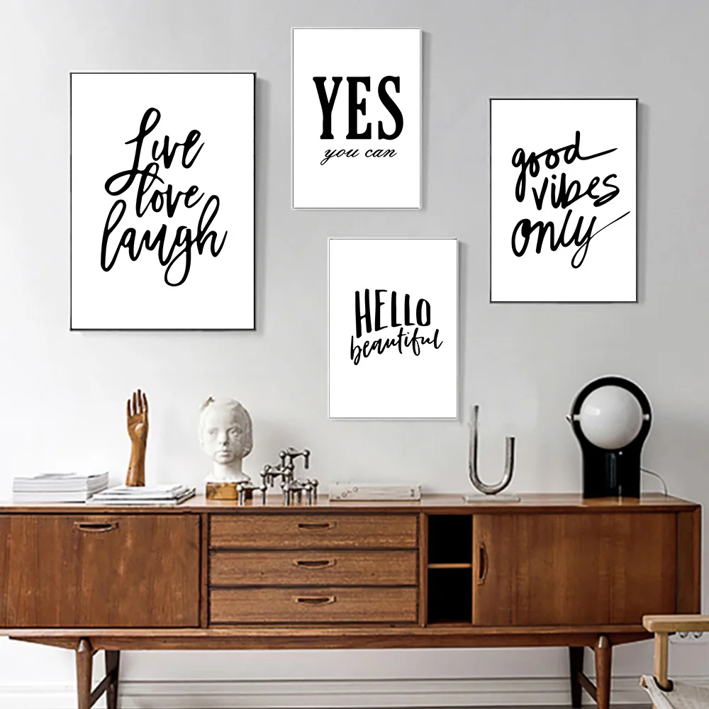 Black And White Pictures Canvas Abstract Painting Quotes Posters And Prints Living Room Poster Quote Wall Prints Decor Unframed