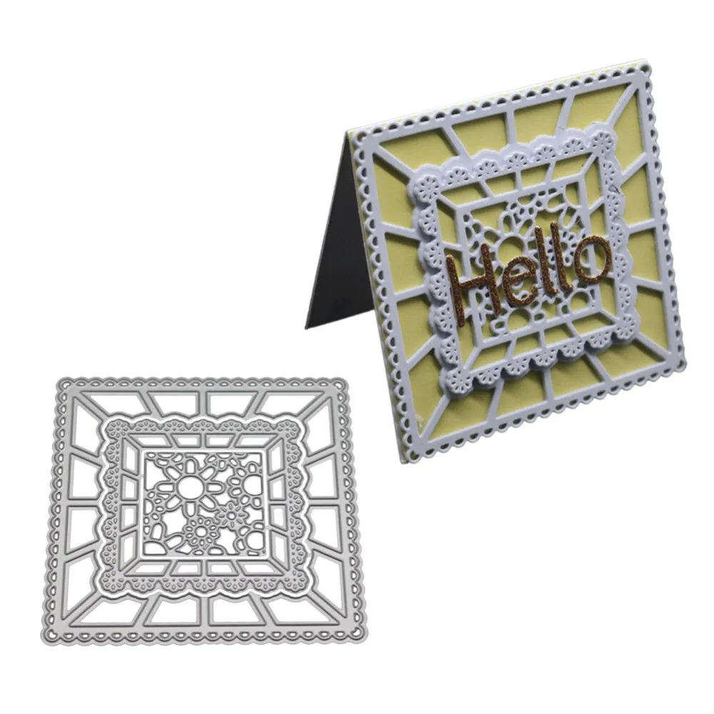 

Lace Square Cutting Dies Metal Flower Frames Stencil For Diy Scrapbooking Paper Cards Making Troqueles Stamps And Dies 2019