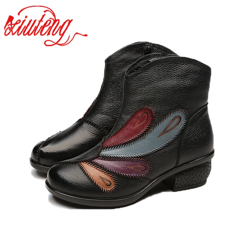 Felpa Xiuteng 2018 Zapatos Genuino púrpura Corto Caliente Negro Botas Tobillo De Invierno Cuero Mujeres Plantilla CBawRZqC
