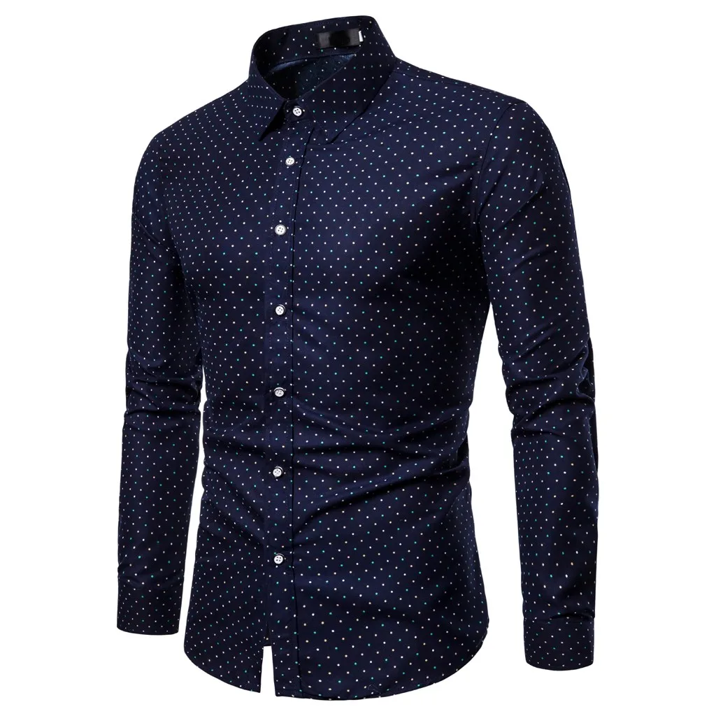 JAYCOSIN рубашка мужская camisa masculina летние Узкие повседневные рубашки с длинным рукавом с принтом с отложным воротником мужская рубашка мужская