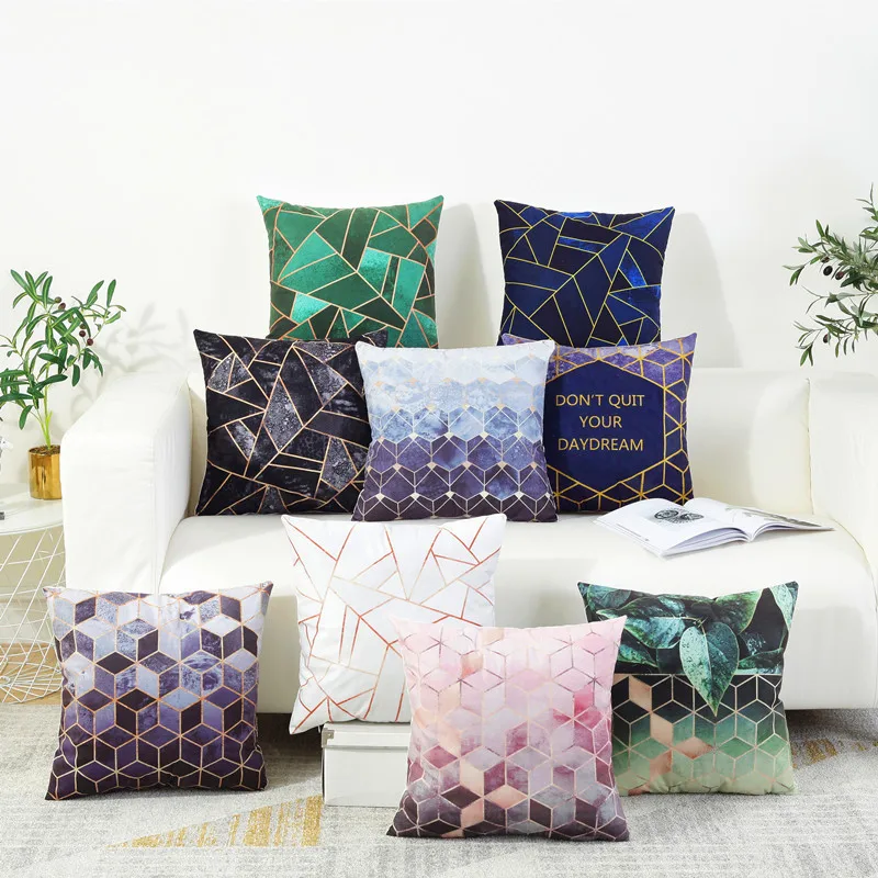 

45*45cm Pillow Cover Geometric Cushion Cover Home Decoration Gradient Cubes Nordic Style Cotton Pillow Case For Car Home Sofa
