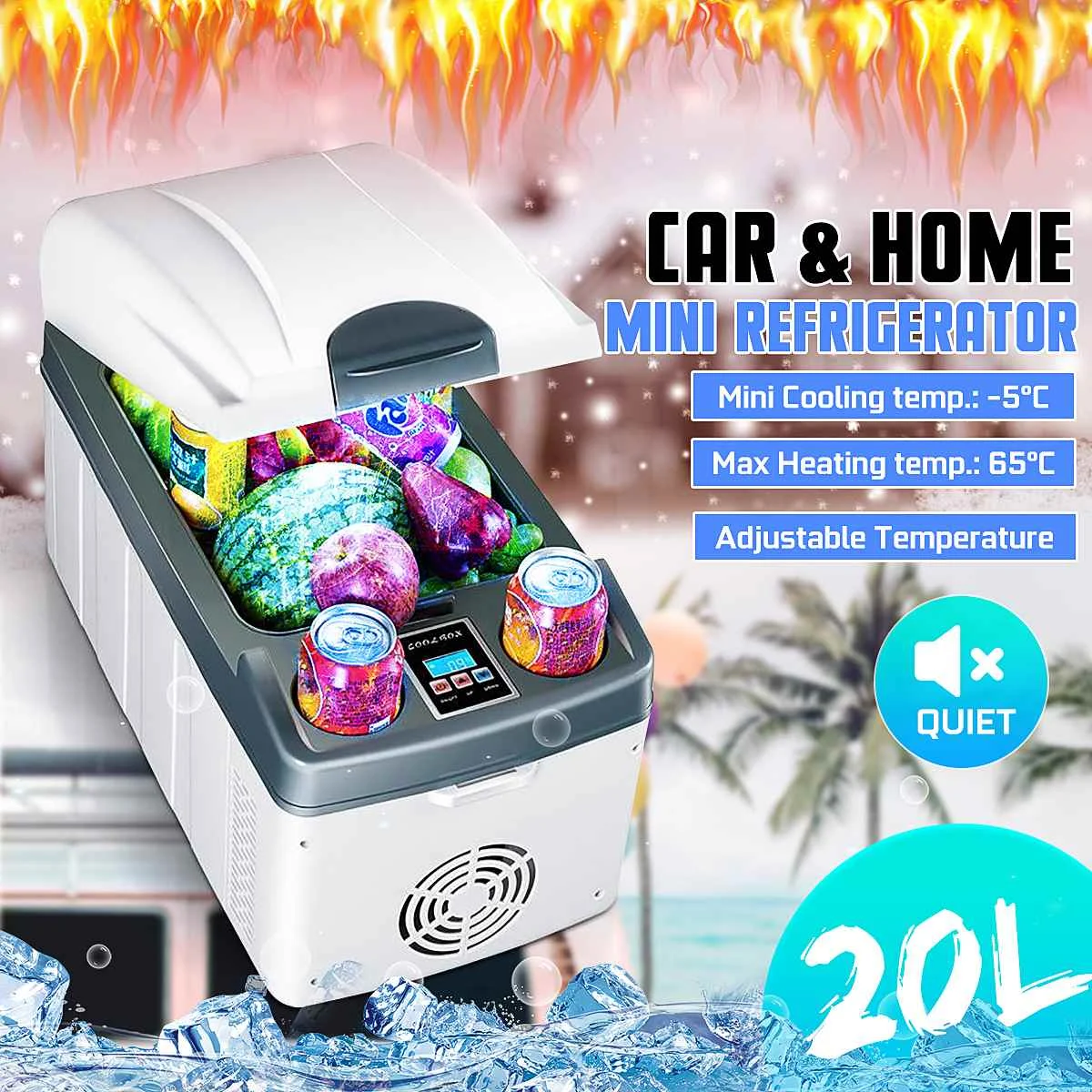 12L/20L переносной мини-холодильник 12 V/240 V автомобильный кемпинговый домашний холодильник кулер/подогреватель-5~ 65 градусов с портативной ручкой
