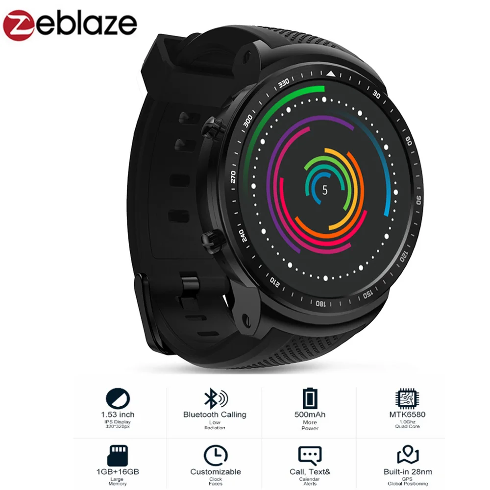 Zeblaze Тор про 3g Android Smartwatch Для мужчин MTK6580 спортивные часы 1 GB 16 gps Сенсорный экран