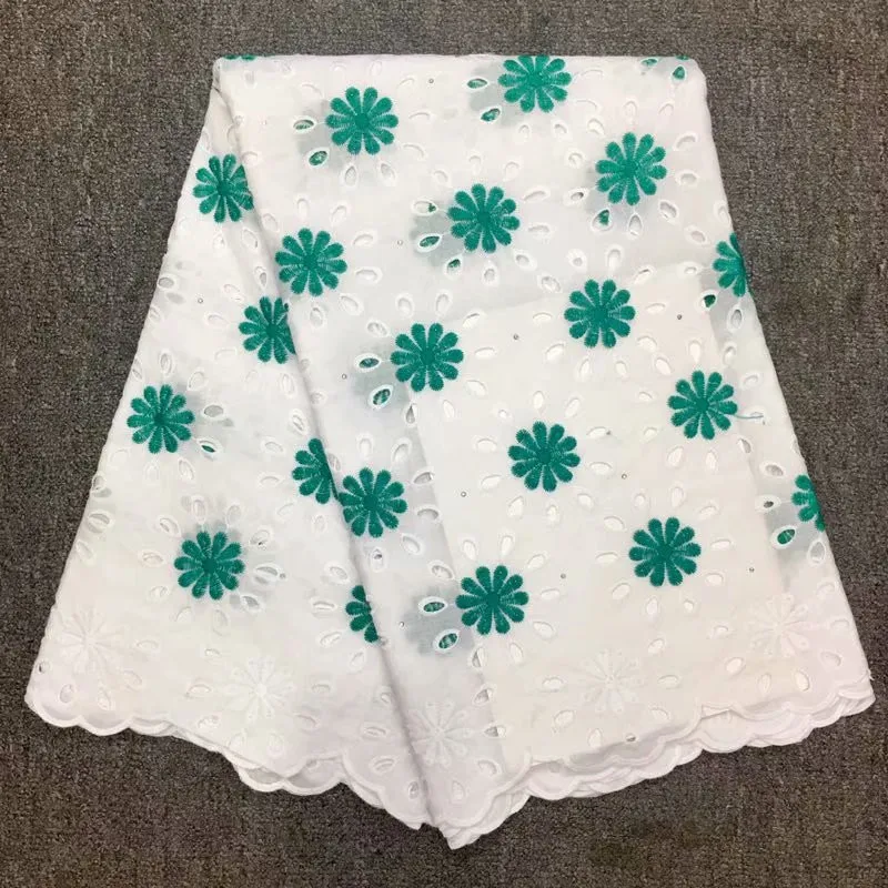 

Embroidered Swiss voile ace fabric high quality Swiss lace for party african lace fabric cotton fabric with stones 5yards