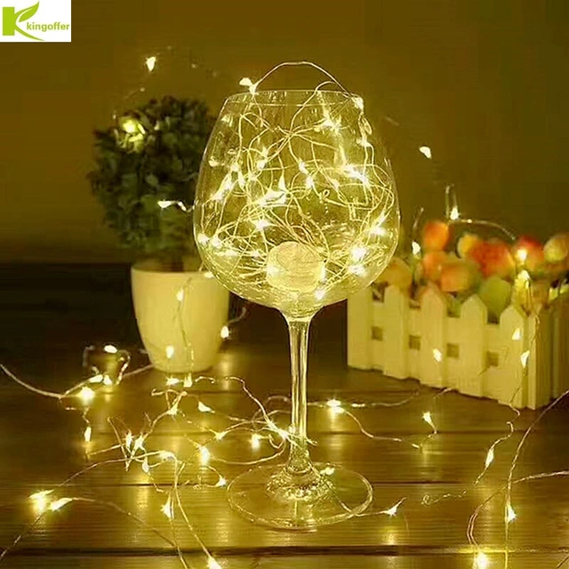 kingoffer 10m 100 leds mini battery copper silver wire string light
