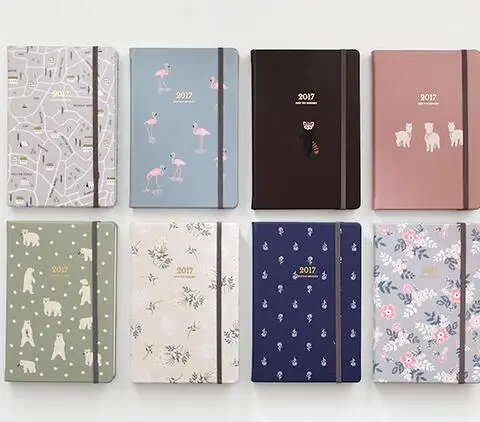 

Flamingo and flowers theme band journal 2017 weekly planner 240 pages lovely agenda 13*19cm free shipping