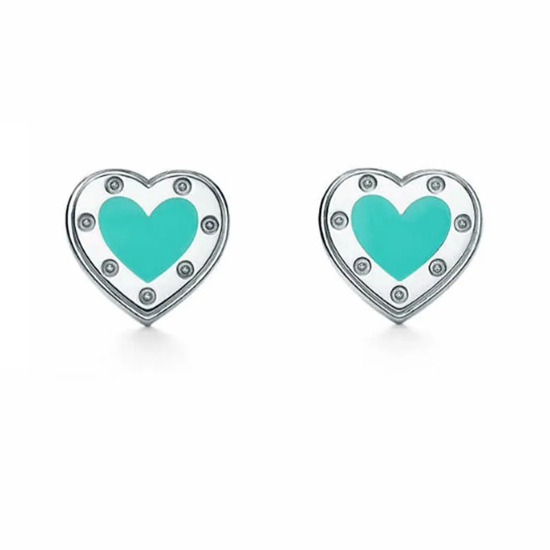 

NEW Charm Gift 925 Sterling Silver Blue Heart TIFF Attractive Elegance Temperament Earrings World Jewelry