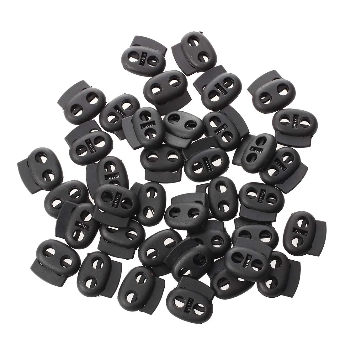 

XFDZ Double Hole Spring Loaded Drawstring Rope Cord Locks Black 40 Pcs