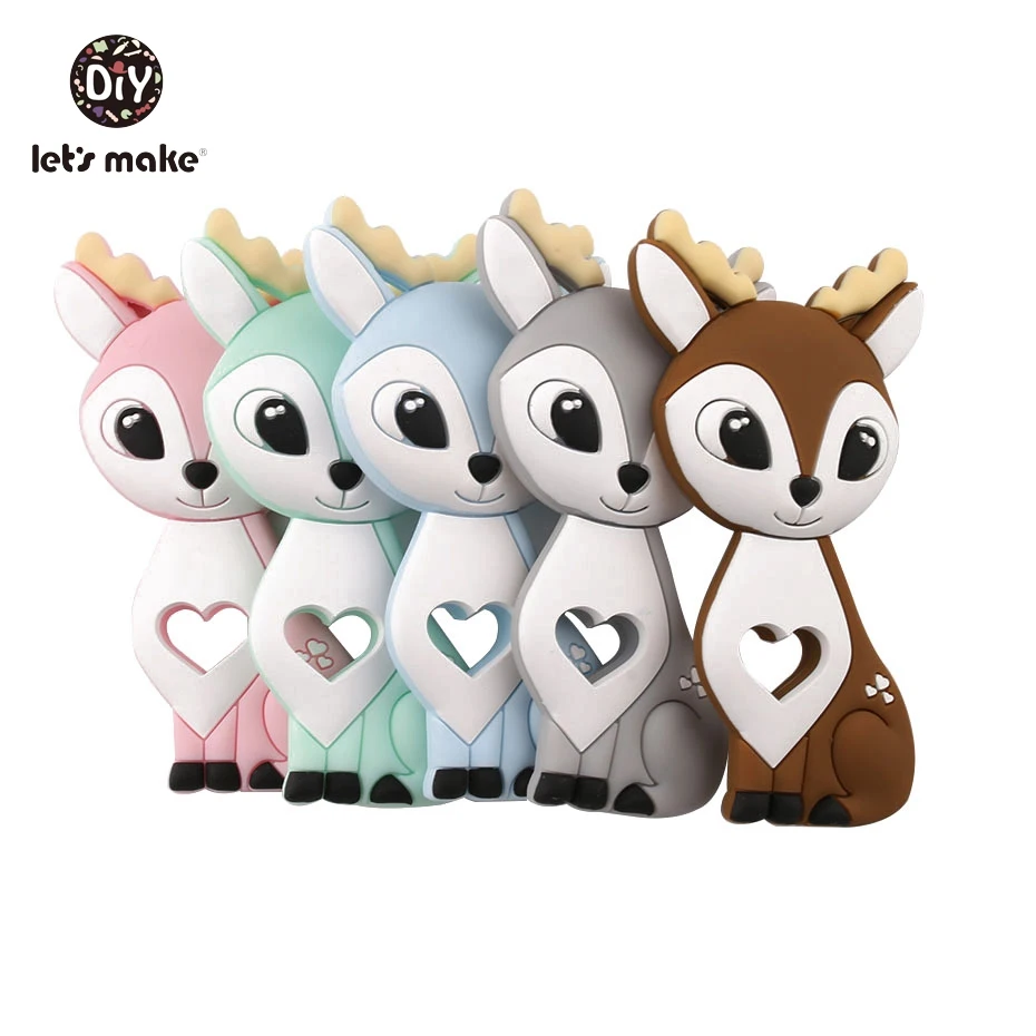 

Let's Make 10pc Silicone Sika Deer Teether BPA FREE Children Training Toys Baby Dental Car Safe and Natural Nursing Pendant