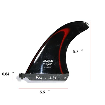 

black graphic wonder 7'' fiber glass single fin for surf board
