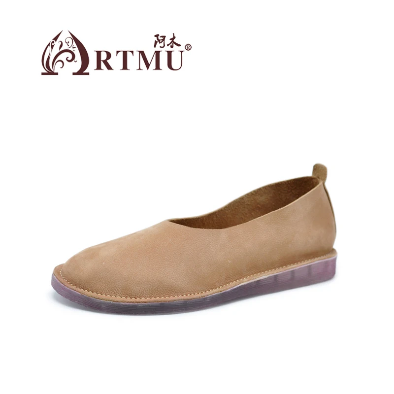 A Cuero yellow Zapatos Suave Gris Moda Diseño Suela De Hecho Mocasines Pisos Vintage Artmu Original Mano rosado Mujer Nuevo Genuino xqCH8wvt4