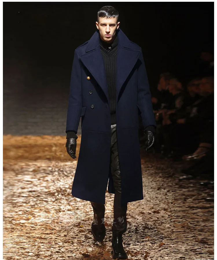 S-6XL!!The New Winter Youth slim windbreaker Mens male long thick wool tweed coat man knee woolen coat trench