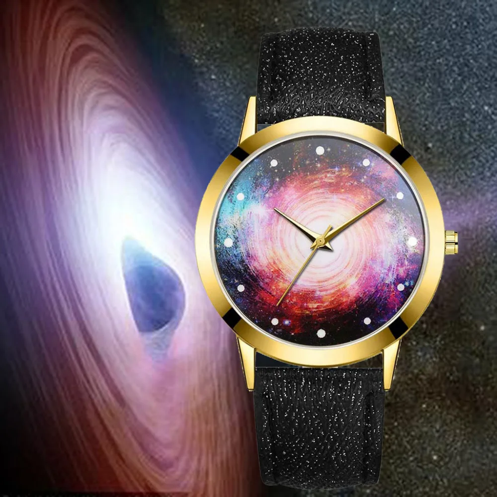 

GAIETY Fashion Luxury Universe Star Black Hole Leather Belt Watch Round Ladies Quartz Watch Women's Watches relogio feminino B50