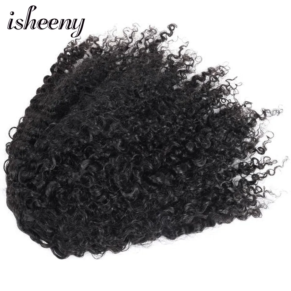 Kinky Curly Ponytails зажим для шнурка в бразильских человеческих волосах 8-16 дюймов натуральный цветной зажим для человеческих волос remy